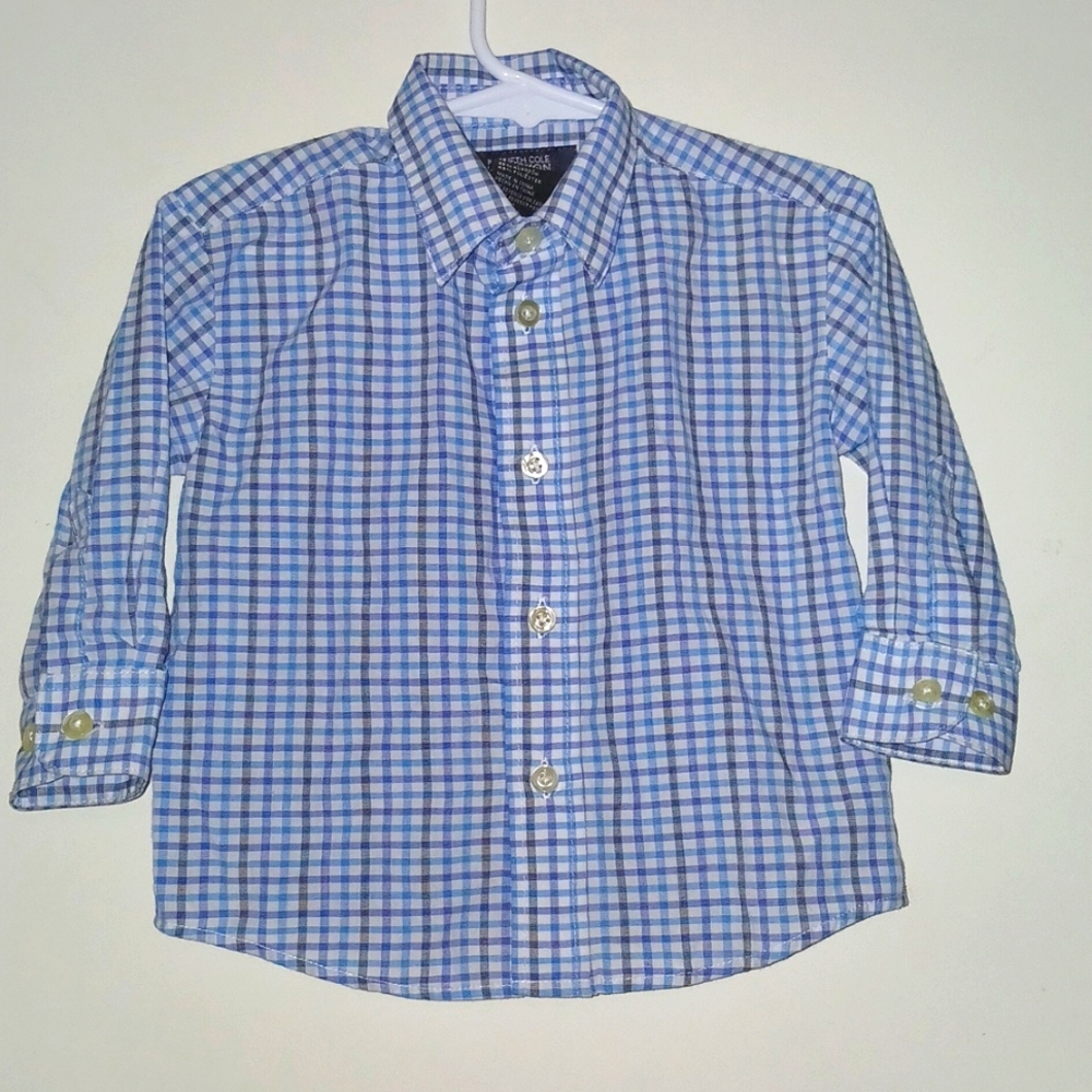 Kenneth Cole Reaction Boys Button Down Checked Plaid Dress Shirt Top | Size 18M.